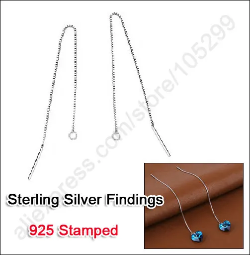 

YAAMELI Fast 100PCS(50Pairs) Genuine Pure 925 Sterling Silver Ear Thread Findings Box Chain For Crystal Beading Jewelry