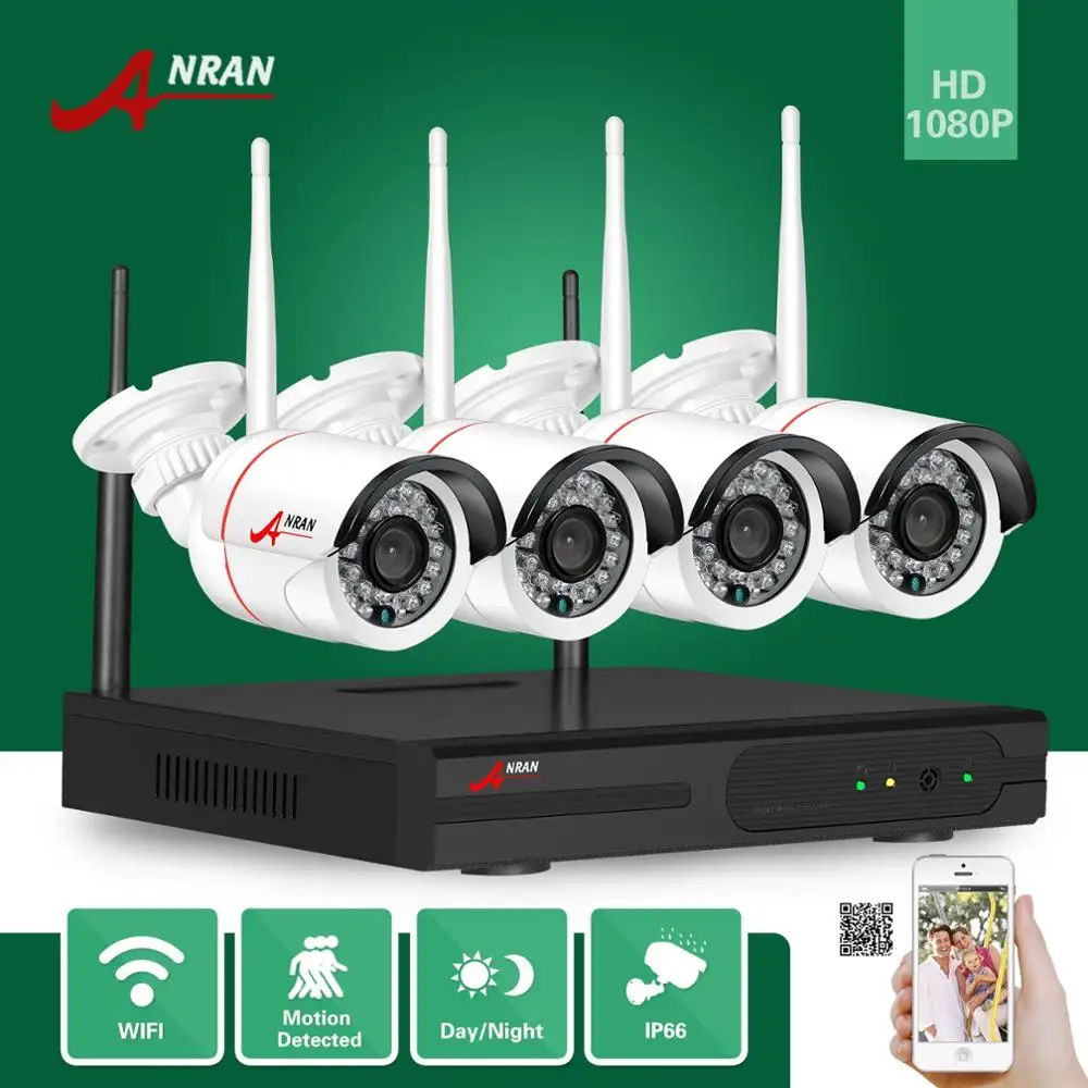  ANRAN CCTV P2P 4 /8CH Wifi NVR 24IR IR Waterproof 720P Video IP Wireless Camera Security System 