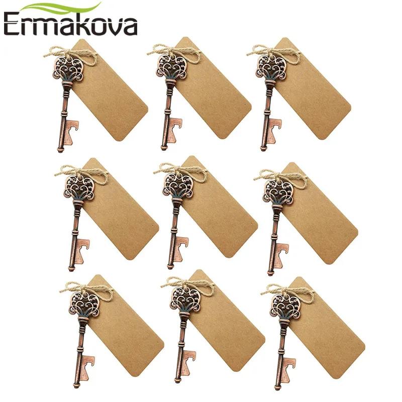 ERMAKOVA набор из 50 винтажных металлических ключей, открывалка для бутылок с эскортом, бирка, Свадебная вечеринка, для гостей, деревенский Свадебный декор