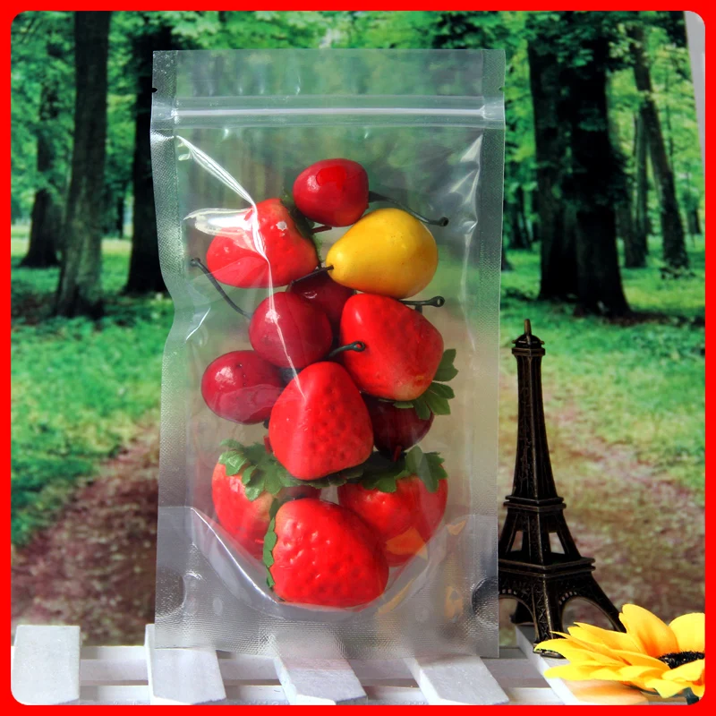 100pcs/lot 12cm*20cm+3cm Bottom* 160mic Clear Resealable Stand Up