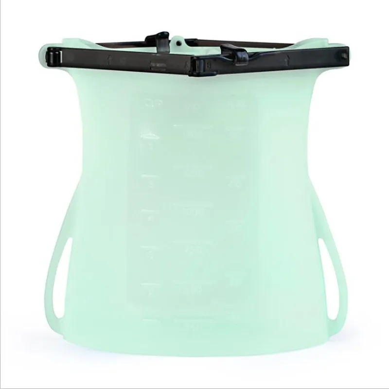 Кухня силиконовый мешок с зажимом Zip-пакет герметичный многоразовый Еда сумка растительное фрукты молока пакетик для замораживания органайзер для холодильника - Цвет: Green