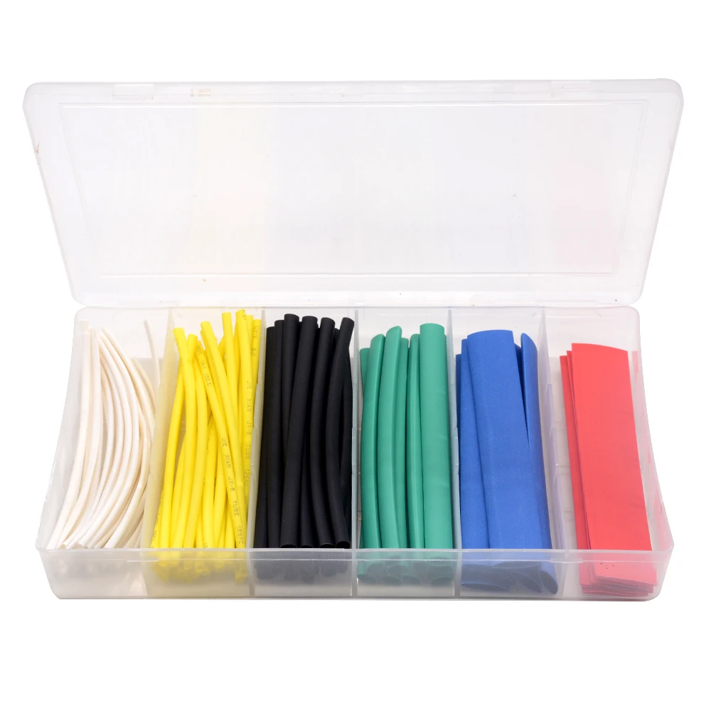 

100pcs/lot 6 Sizes Assorted 2:1 Flame-retardant Boxed Colored Heat Shrink Tubing Kit