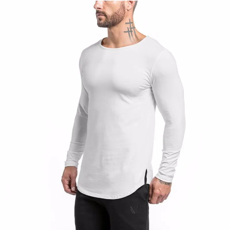 2017 New Brand Design Slim Fit gyms Men's Long Sleeve T shirts Muscle