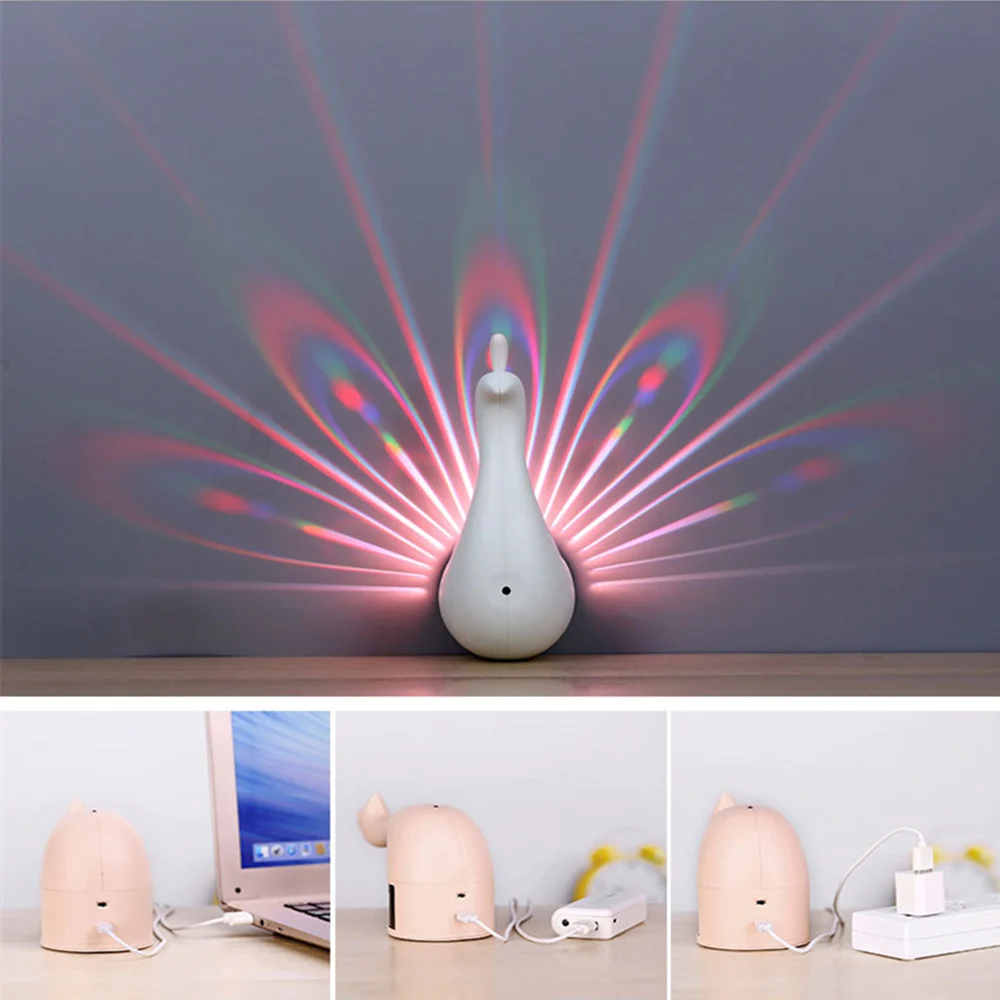 3D Wall Lamp Night Light Projector 7 Color Changing LED Peacock with Smart Touch&ampRemote Control Home Decorative Lights | Освещение
