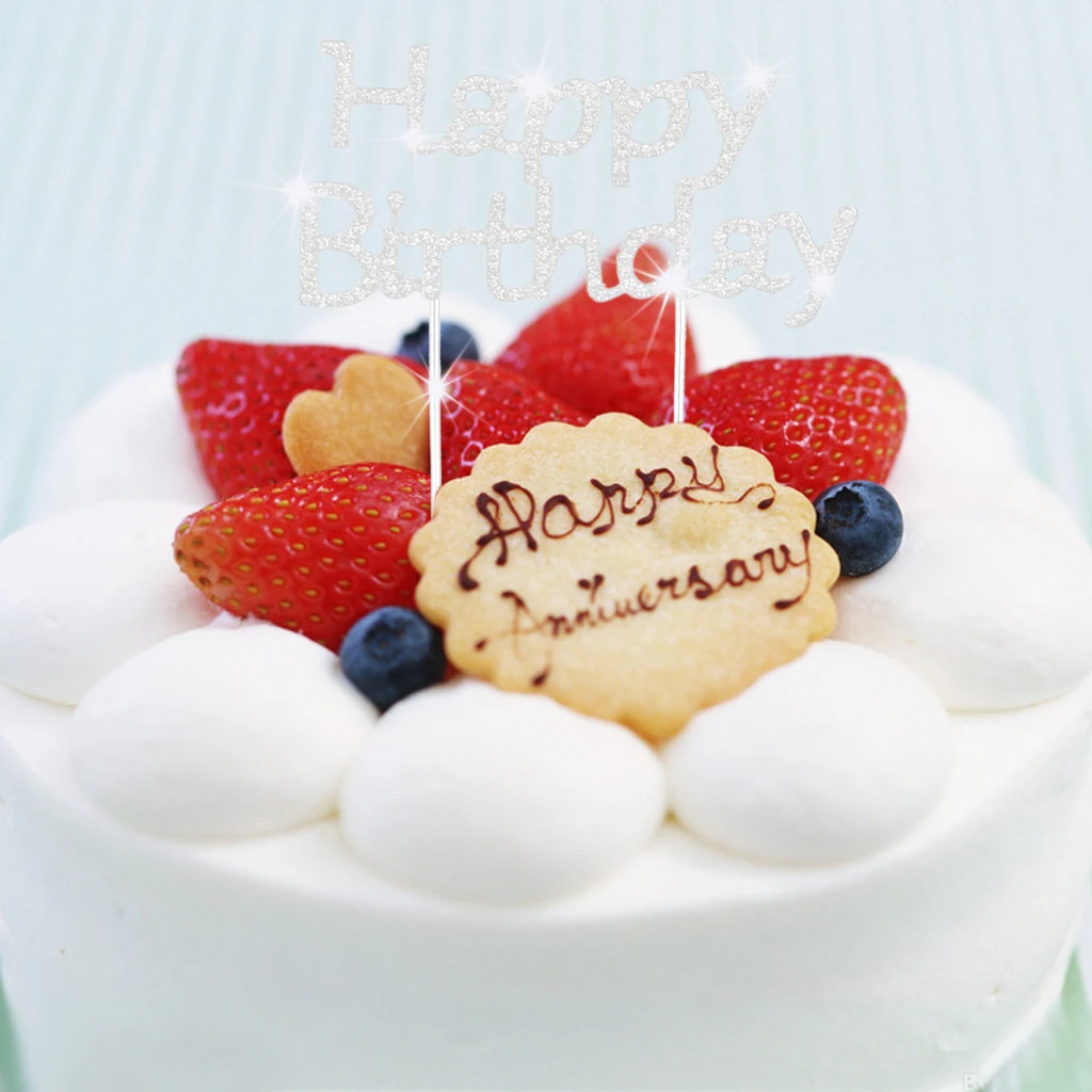 Happy Birthday Party Cake Topper Pick Sign Diamonte Crystal Rhinestone Cake Decorating Supplies for birthday party aniversary
