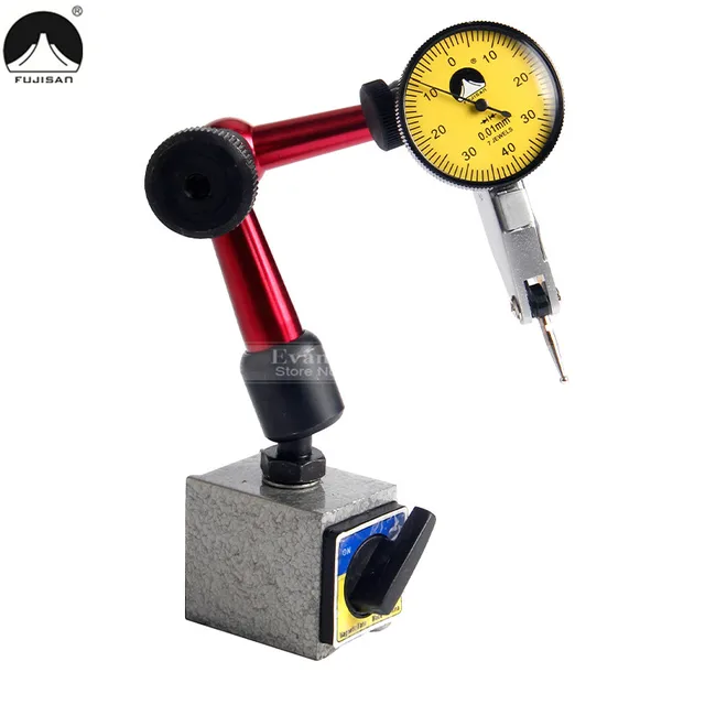 FUJISAN 2 IN 1 Dial Indicator 0 0.8mm/0.01mm Shockproof 7 Jewels With Mini Universal Flexible