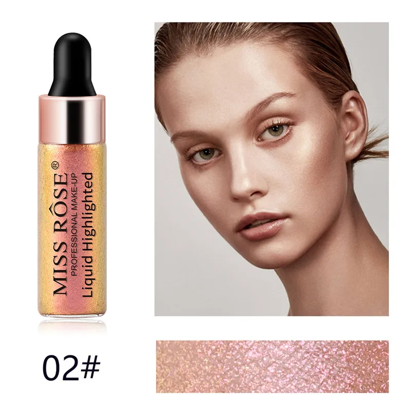 MISS ROSE Brand Highlighter Contour Cosmetics Long Lasting Face Brighten Shimmer Glow Liquid Highlighters Makeup Cosmetics TSLM2 - Цвет: 02