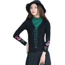 Для женщин весна-осень, с вышивкой Футболка Harajuku Винтаж топы тройник Blusa с длинным рукавом Повседневное, модный свитер для детей, футболка, одежда для детей