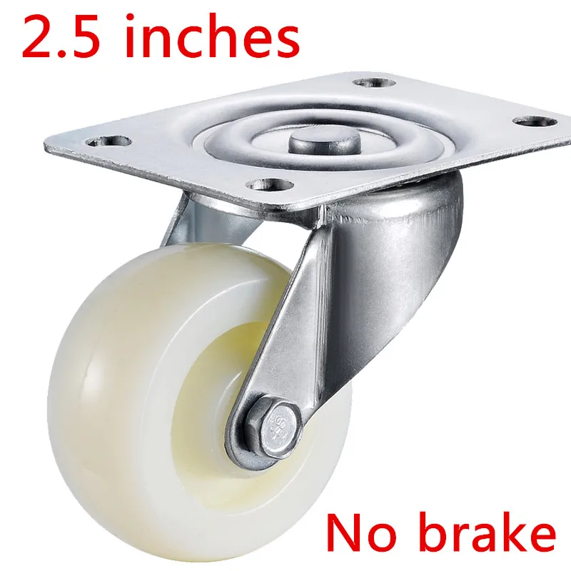 

4pcs 2.5 inches White PP Nylon Dual Roller Wheel without Brake Universal Swivel Casters Wheel For Platform Trolley Chair