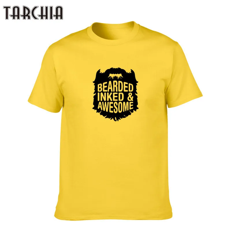 

TARCHIA BEARDED INKED AWESOME Men T shirt Fashion Casual Shirt For Man White Black Top Tee Hipster Street Cotton T-Shirts Homme