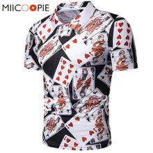 Новинка, летняя мужская рубашка поло с коротким рукавом, 3 D, с принтом игральных карт, Homme De Marque Haute Qualite, забавная летняя футболка