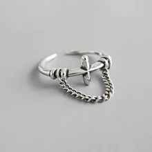 100% 925 sterling silver tassel chain cross rings for women, vintage religious ring opening bague femme aneis feminino jewelry Fashion Jewelry 100% 925 sterling silver tassel chain cross rings for women, vintage religious ring opening bague femme aneis feminino jewelry Fashion Jewelry
