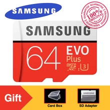 Samsung EVO Plus Micro SD карты памяти 64 ГБ microSDXC U3 c10 UHS-я 100 МБ/с. карты памяти 4 К HD с адаптером для смартфонов Планшеты и т. д.
