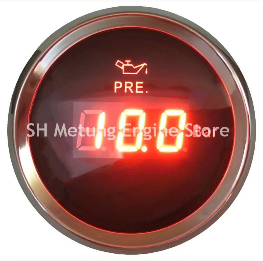 

1pc 52mm Digital Oil Pressure Gauge 0-10Bar Lcd Display Oil Pressure Meter 10-184ohm with Red Backlight for Car Boat Yacht Truck
