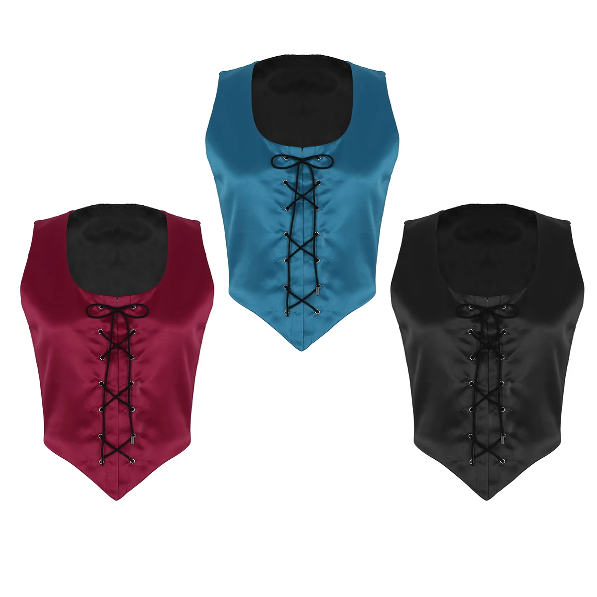 

Retro Women Medieval Renaissance Vest Bodice Waistcoat Pirate Fair Wench Corset Lace Up Vest Top Halloween Carnival Costume