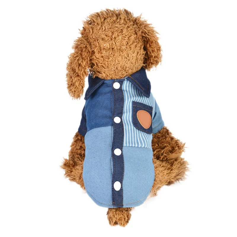

2019 Dogs Autumn Winter Coats Blue Patchwork Cowboy Cashmere Thickened Coat Puppy Warm Jacket
