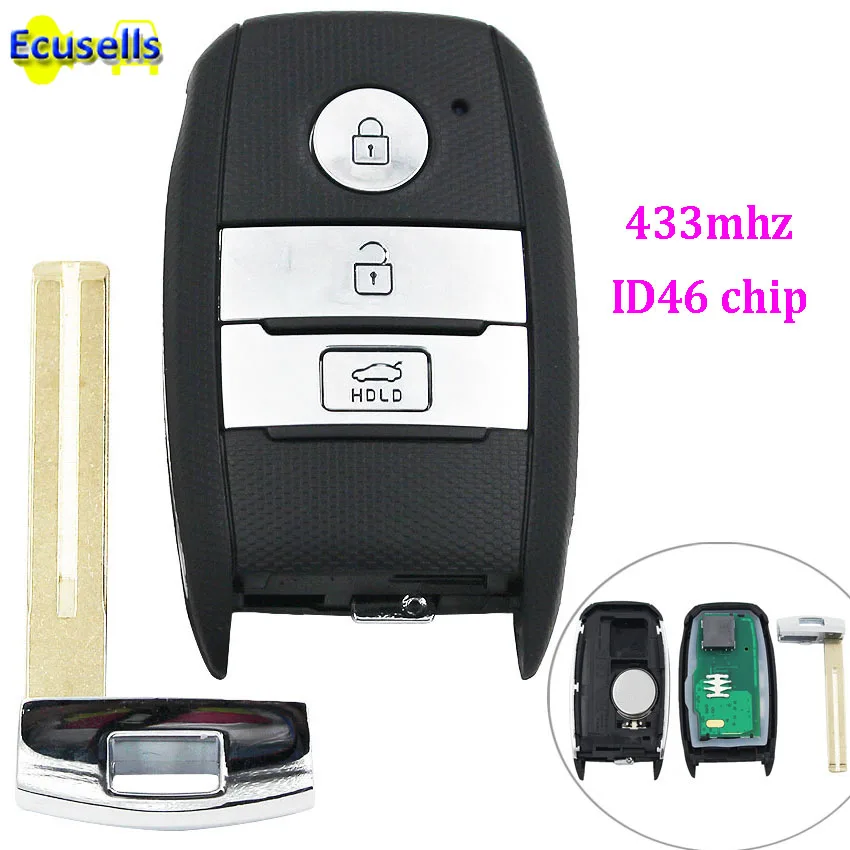 

Smart card Keyless Remote Key Fob 3 Button 433MHZ ID46 PCF7952 Chip For KIA K5 Sorento Sportage