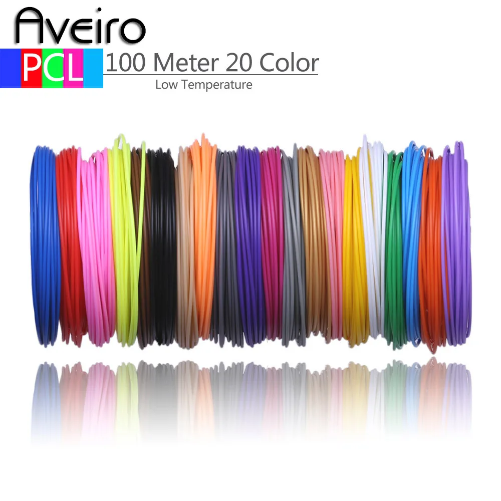 

50 Meters 10 Color 100 Meter 20 Color 3D Pen Wire Threads for Low Temperature 3D Printer Pen Refill PCL Filament Materials