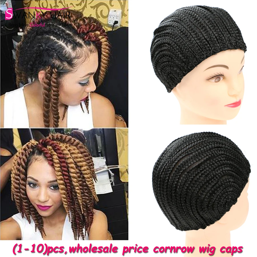 1 10 Pcs Cornrows Wig Caps For Making Wigs Black Cornrows Cap Net Elastic Dome