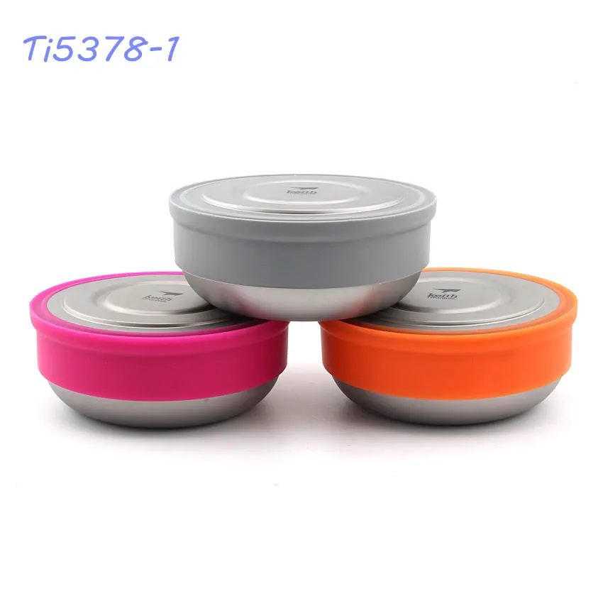 Keith Ti5378 3 piezas de titanio tazón con tapa portátil Bento cajas de almuerzo contenedor de alimentos de ultraligero tazón con llevando bolsa