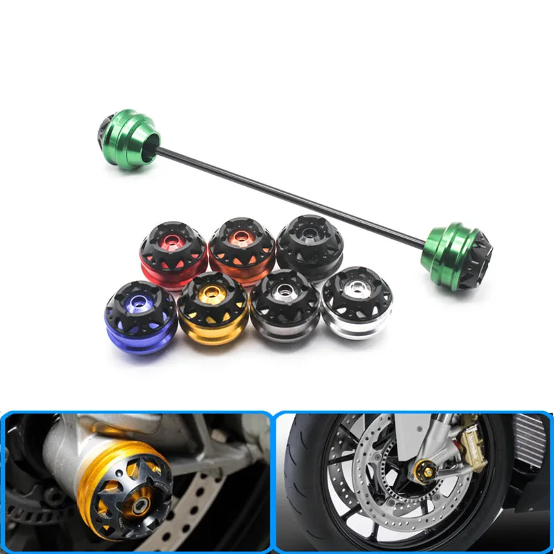 Blue Motorcycle CNC Aluminum Front Axle Fork Crash Sliders Wheel For