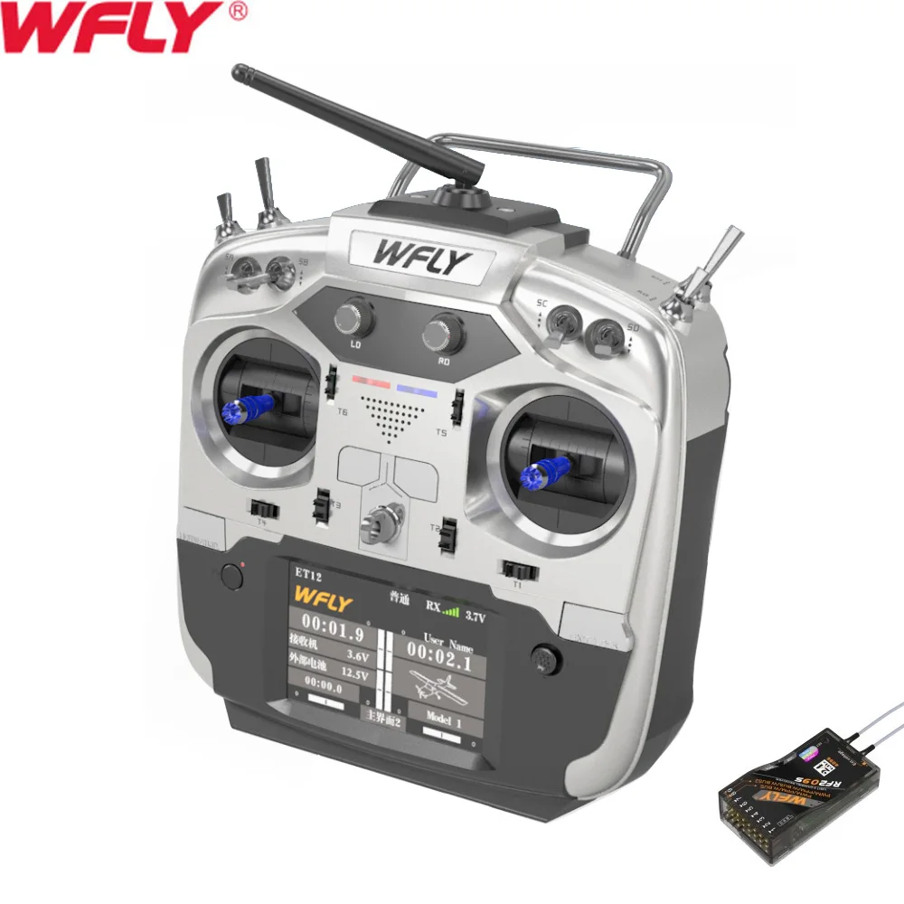 

WFLY ET12 2.4GHz Remote Controller 12CH Radio Transmitter with RF209S Receiver For RC Drone Car Boat