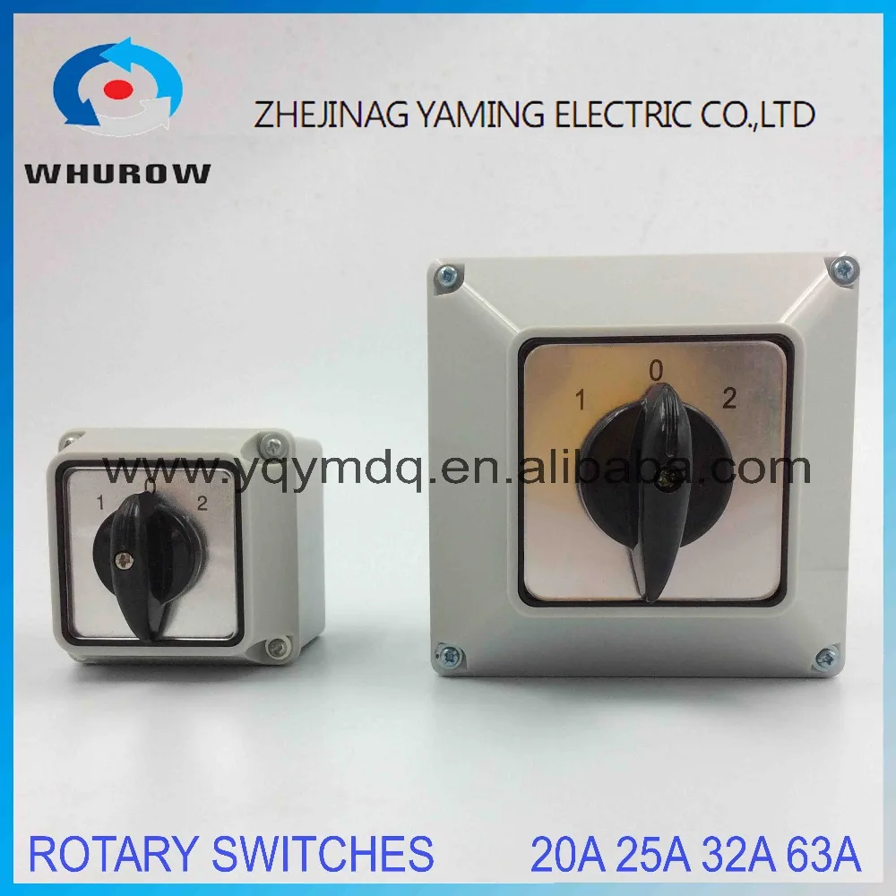 

Rotary switch YMW26-20M/2 with protective box waterproof universal switch 20A 2 poles changeover cam switch sliver contacts