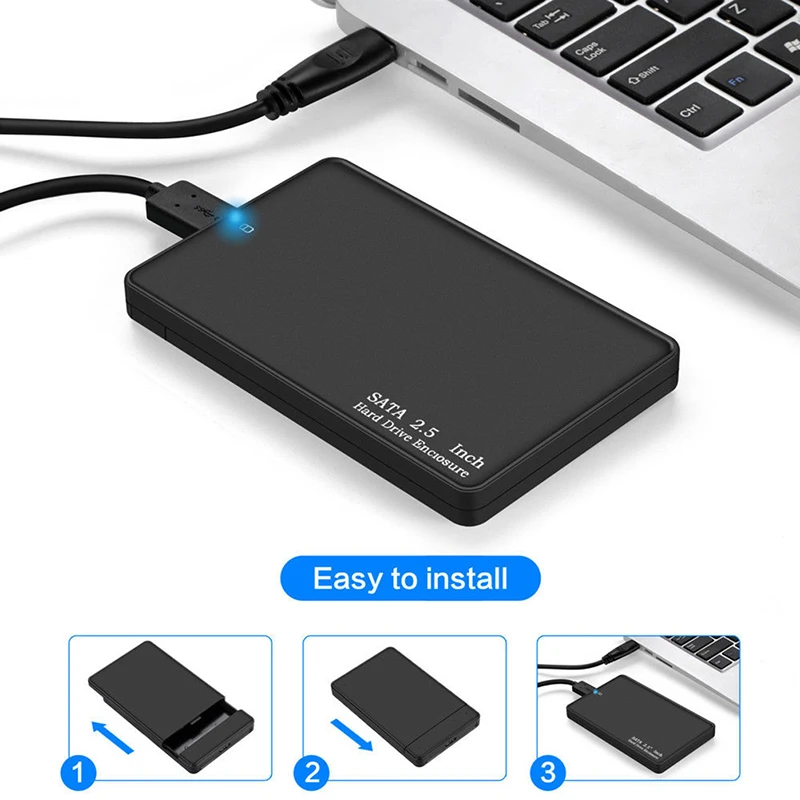 

1pc Hard Drive USB 3.0 SATA External 2.5" HDD SSD Enclosure Box Transparent Case 2.5 Inch For Windows/Mac