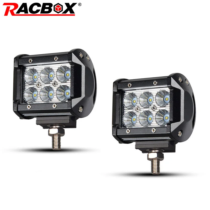 

Pair 4 Inch 18W Offroad LED Light Bar Flood Beam LED Work Light 12V 24V For Car ATV SUV 4WD 4X4 Truck Tractor UAZ Automobile
