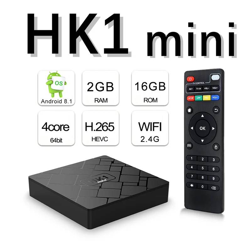 5 шт. Android 8,1 2 Гб 16 умные телевизоры коробка HK1 мини 4 к Media Player 2,4 г Wi Fi RK3229 ядра HD декодер каналов кабельного телевидения