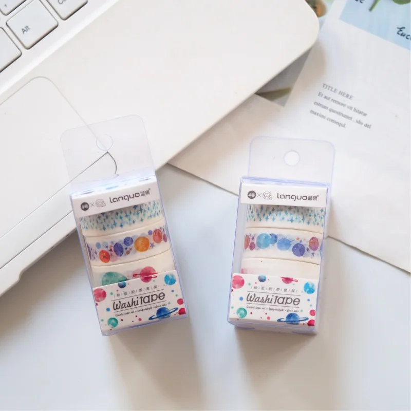 

4 pcs/pack Colorful Planet Stars Set Washi Tape DIY Scrapbooking Sticker Label Masking Tape School Office Supply