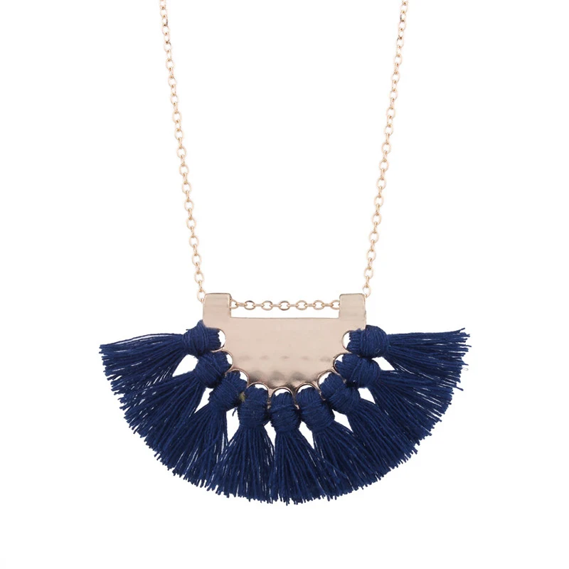 LZHLQ длинное кистовое ожерелье для женская одежда в винтажном стиле эффектное модное ожерелье Этнические милые ювелирные изделия - Окраска металла: Sapphire