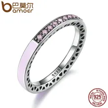 The 2017 BLACK FRIDAY DEAL 100% 925 Sterling Silver Radiant Hearts Light Pink Enamel & Clear CZ Finger Ring Women Jewelry PA7603