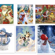 5d алмазная картина на заказ, сделай сам, вышивка крестиком, Санта Клаус, снеговик, hibah, домашний декор, сделай сам, розовый бриллиант, понто Круз, Рождественский Декор