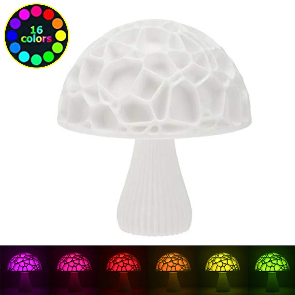 

Home Decor 3D Printing Children Gift Indoor Practical Cute Mushroom Bedroom Nursery Lamp Night Light Table Remote Control