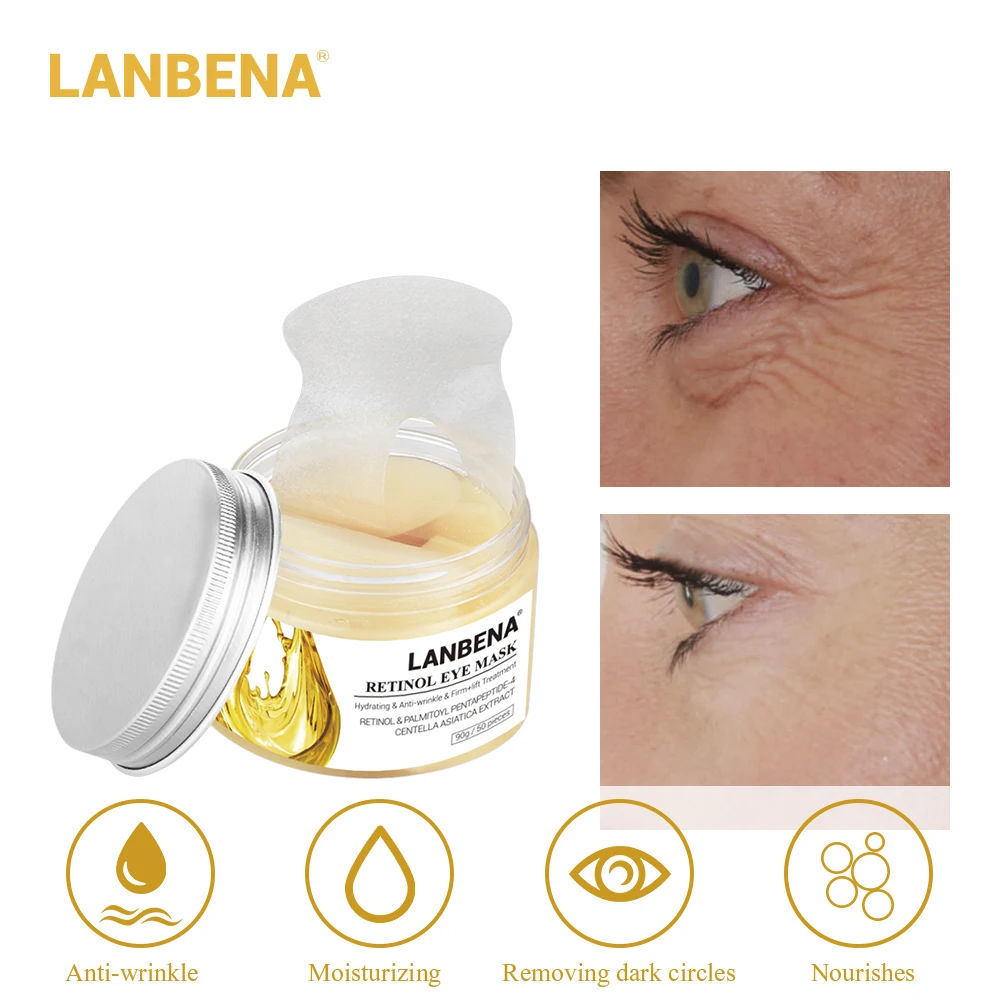 Lanbena Retinol Eye Mask Eye Patch Reduces Dark Circles Ageless Anti-puffiness Lifting Firming Eye Serum Cream Skin Care 50pcs