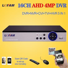 LOFAM 16-канальная аналоговая камера высокой четкости, видеорегистратор 4MP 16CH AHD/CVI TVI DVR и формирующая листы для кровли 4 м видеорекордер наблюдения Гибридный dvd-плеер NVR HVR 5 в 1 3531 чип для видеонаблюдения
