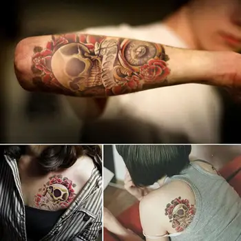 

1 sheet Punk Temporary Waterproof Sleeve Tatto For Women Men Arm Shoulder Body Skull Tattoo Sticker