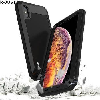 

For iPhone XS Max Case Cover Luxury Full Cover Hard Metal Aluminum Alloy Clear Glass Shockproof Armor Phone Case for iPhone XR