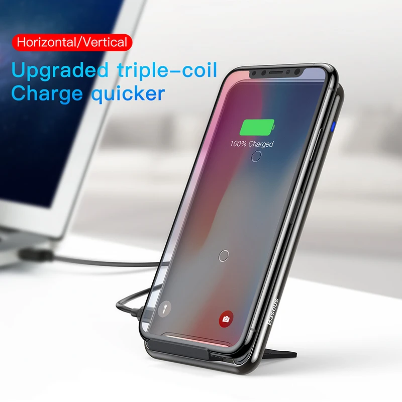 Продажа Baseus Qi 10 Вт 3 катушки Беспроводное зарядное устройство Быстрая зарядка зарядное устройство для iPhone X samsung Galaxy S9 мобильный телефон зарядное уст...