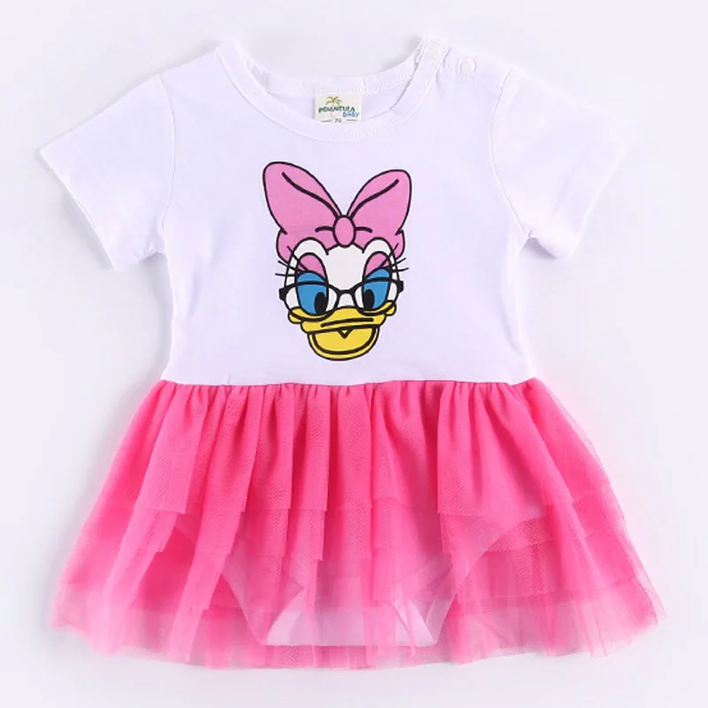 

Retail 2019 Summer Baby Girl Rompers Cotton Infant Clothing Cartoon Donald Duck Jumpsuit Newborn Girls Short Sleeve Roupas 3-12M