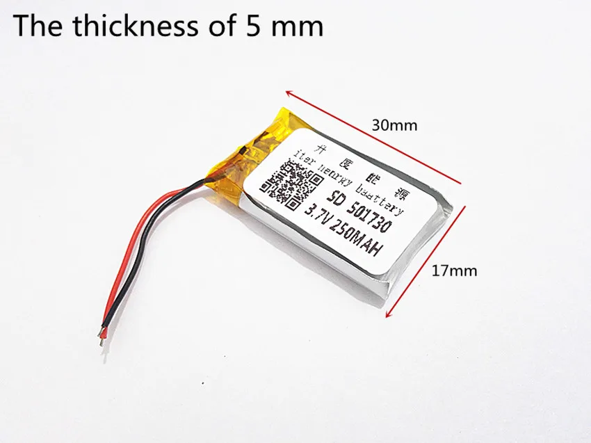 10pcs 3.7V 250mAh 501730 Lithium Polymer Li Po li ion Rechargeable