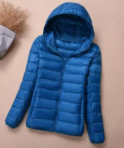 SEDUTMO зимние куртки размера плюс 4XL, женские пуховики, ультра-светильник, пальто на утином пуху, короткая куртка с капюшоном, весенние парки ED658 - Цвет: hoodie blue