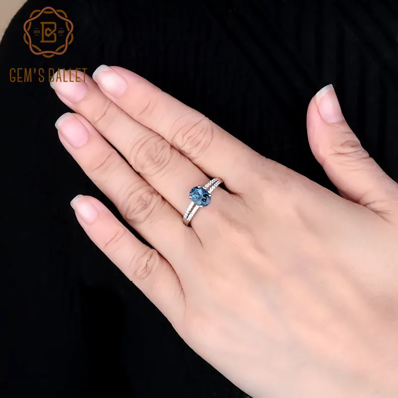 Драгоценный камень драгоценный 1.57Ct Овальный натуральный Лондон синий топаз