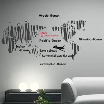 

Map Wall Sticker Large New Design Art Pattern Creative World Forest World Map Wall Decal Poster Sticker