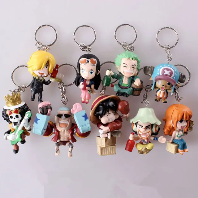 Special Offers 9pcs/set Japanese Anime One Piece Action Figure Collection 2 YEARS LATER luffy nami roronoa zoro Key buckle dolls Gift