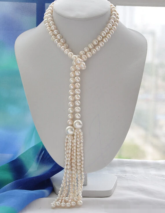 

fast New Style 10mm white round freshwater pearl necklace 50inch NEW