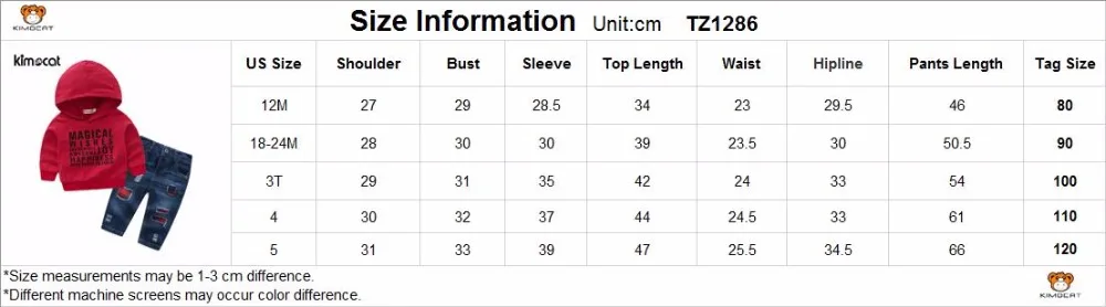 Kimocat/весенне-осенняя одежда для маленьких мальчиков с длинными рукавами и надписью, пуловер с принтом, спортивная одежда с капюшоном+ джинсы, комплект одежды для мальчиков из 2 предметов