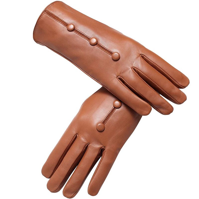 Натуральная Кожа перчатки женские Моды кожаные перчатки Старинные перчатки женщины Высшего Сорта перчатки зима Маленький черный оснастки дизайн