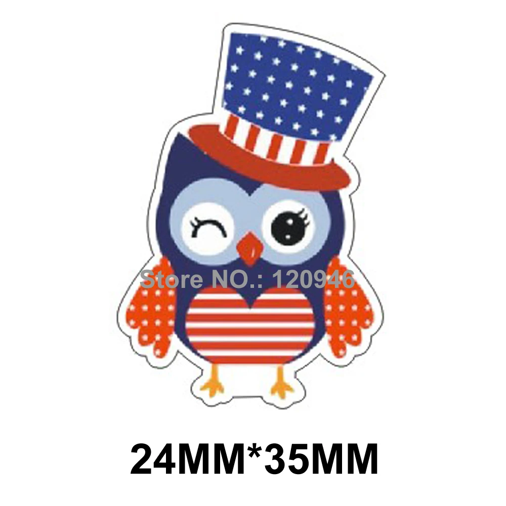 

50pcs 24*35MM The 4th of July Flatback Resin American Flag Owl Planar Resin Cabochon DIY Craft Home Decoration Accessories FR232